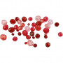 Mix de Perles à Facettes, harmonie de rouges, dim. 4-12 mm, diamètre intérieur 1-2,5 mm, 250 gr/ 1 Pq.