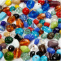 Mélange de perles de verre, ass. de couleurs, dim. 7-18 mm, diamètre intérieur 1 mm, 1000 gr/ 1 Pq.
