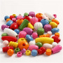 Perles en bois, taille 5-28 mm, trou 2.5-3 mm, 400 ml, couleurs assorties, baie de porcelaine