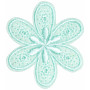 Etiquette thermocollante Fleur Turquoise 4.5x4cm