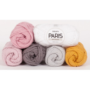 Allée Printanière by DROPS Design - Mystery CAL Crochet Kit Couverture Blanc/Gris/Rose/Moutarde - 90x115cm