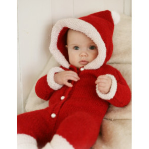 Mon Premier Noël par DROPS Design - Patron de Grenouillère Bébé Père Noël Tricotée Capuche Tailles 1 Mois - 4 Ans