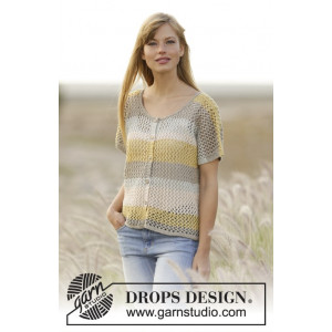 Einkorn Cardigan by DROPS Design - Veste en tricot avec motif de dentelle taille S - XXXL
