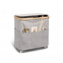 Prym Boîte de Couture Pliable sur Roues Toile/Bambou Gris 38x37x26cm