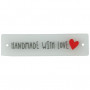 Étiquette transparente Handmade With Love rouge et gris - 1 pc