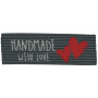 Étiquette Handmade With Love gris et rouge - 1 pc