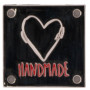 Étiquette Coeur Handmade gris et rouge - 1 pc