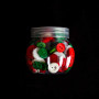 Boutons assortis dans un pot en plastique Blanc/Vert/Rouge - 80 grammes