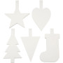 Ornements de Noël, blanc, H: 23,5-26,5 cm, L: 15,5-20,5 cm, 100 pièce/ 1 Pq.