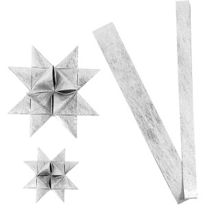 Bandes de papier étoiles, blanc, L: 44+78 cm, d 6,5+11,5 cm, L: 15