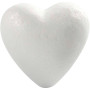 Coeurs en polystyrène, blanc, H: 8 cm, P: 4,5 cm, 50 pièce/ 50 Pq.