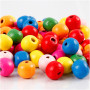 Mélange de perles en bois, ass. de couleurs, d 10 mm, diamètre intérieur 2,5-3 mm, 500 gr/ 1 sac