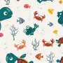 Tissu imprimé en jersey de coton 150 cm 002 Animaux marins - 50cm