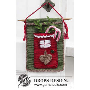 Gâterie de Noël par DROPS Design - Porte de calendrier au crochet avec motif de poche 15x20 cm