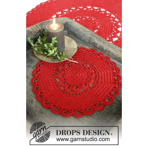 Matin de Noël par DROPS Design - Patron de nappe ronde au crochet 30 ou 60 cm