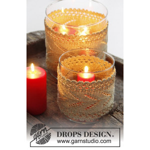 Lumières de Noël par DROPS Design - Motif de couverture de bougeoir tricoté 15x44 - 20x57 cm