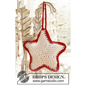 Twinkle Star by DROPS Design - Julestjerne Julepynt Strikkeopskrift 9 cm - 3 stk