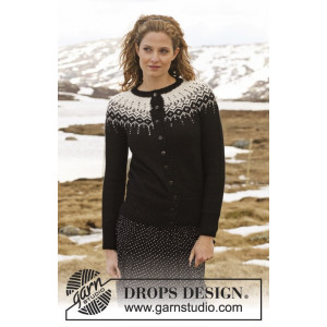 Veste fantaisie d'hiver par DROPS Design - Veste en tricot avec empiècement rond bicolore Patron taille S - XXXL