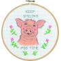 Permin Kit de broderie Keep smiling pig time Ø18