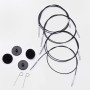 KnitPro Wire / Cable for Interchangeable Circular Knitting Needles 35 cm (devient 60cm avec les aiguilles) Black with/silver joi